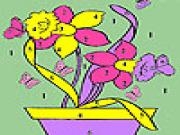 Jouer à Butterflies and flowers in pot coloring