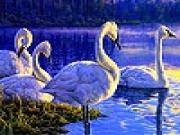 Jouer à Blue lake and swans slide puzzle