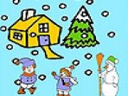 Jouer à Snow and children coloring