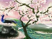 Jouer à Sakura and peacock slide puzzle