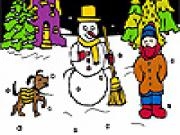 Jouer à Dog and winter night coloring