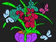 Jouer à Colorful flowers in vase coloring