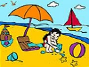 Jouer &agrave; Little girl in the beach coloring