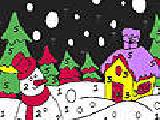 Jouer à Snowman in the winter night coloring