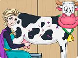 Jouer à Elsa milking cow