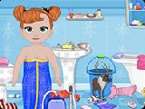 Jouer à Frozen baby bathroom cleaning