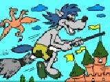 Jouer à Coloring: wolf on a broomstick