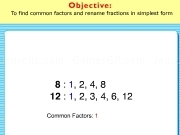 Jouer à Find common factors and rename fraction