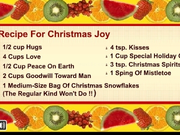 Jouer &agrave; Christmas joy recipe card